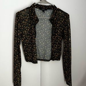 Sheer long sleeve button up shirt